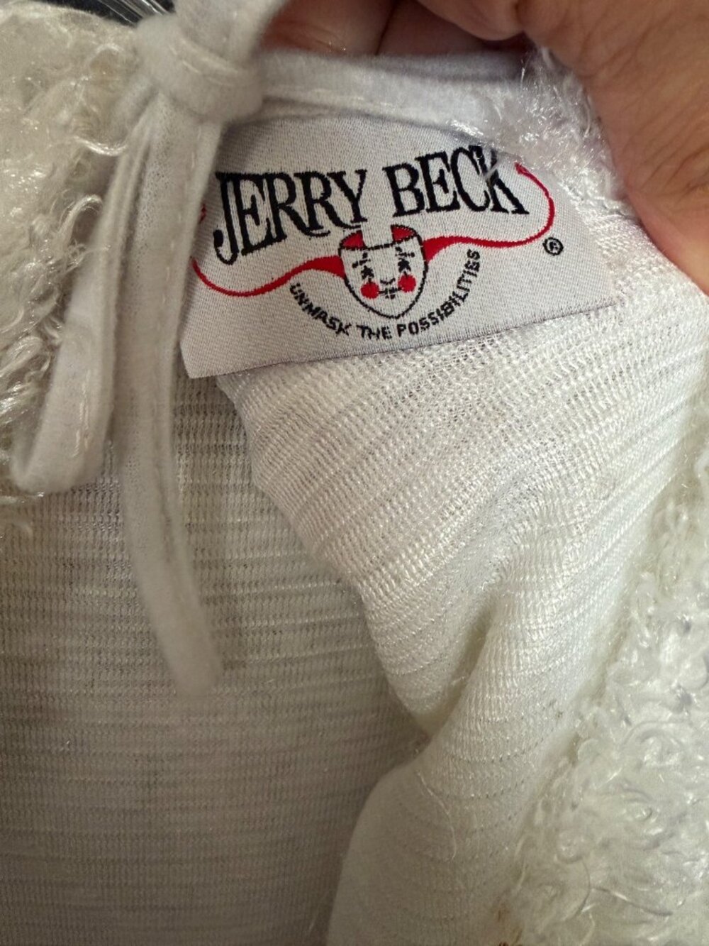Jerry Beck White Fuzzy Costume Pajama Style Full Body With Tie Closure - Picture 3 of 3